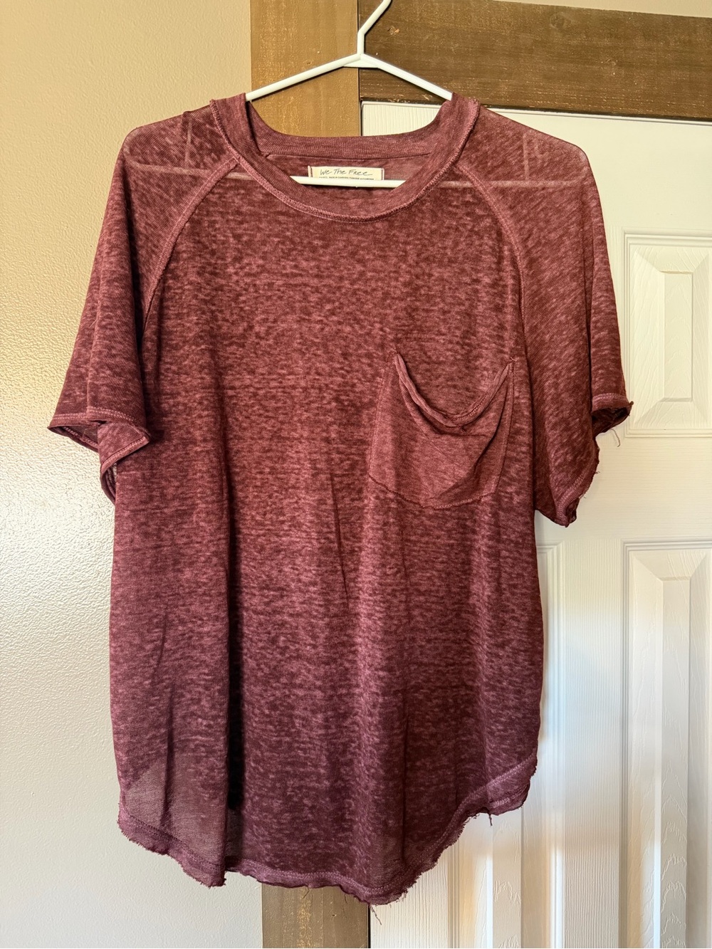 We The Free Women's Short Sleeve Pocket Tee - Maroon Heather